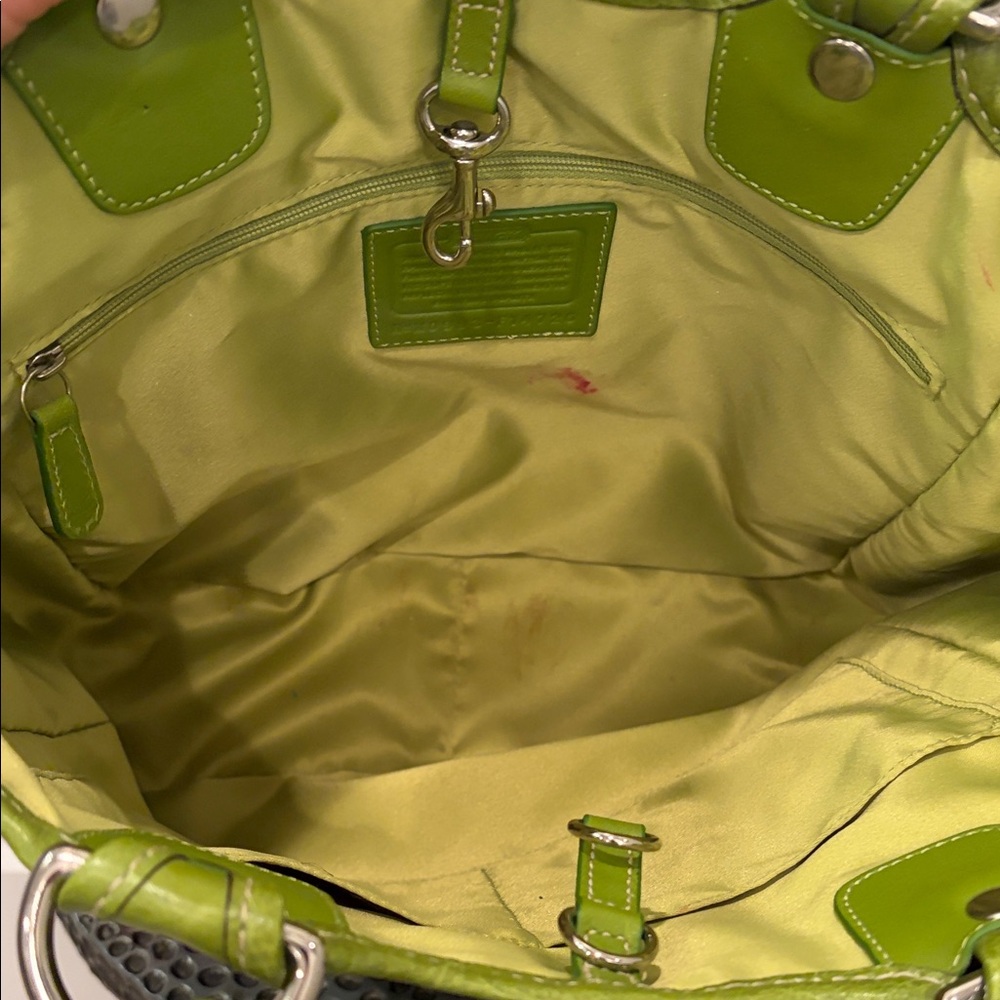 Y2K Coach Pink Lime Green Bleecker Patchwork Tote Bag 🩷🍋‍🟩 - Picture 7 of 14